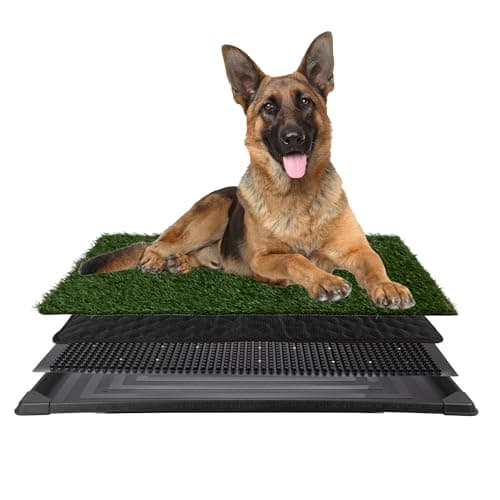 Dog Grass Pad with Tray - 35.5x23.5in Reusable Pee Pads for Dogs - 4-Layer Indoor/Outdoor Artificial Grass Pee Pad - Dog Housebreaking Supplies for Puppy Training by PETMAKER - Image 1