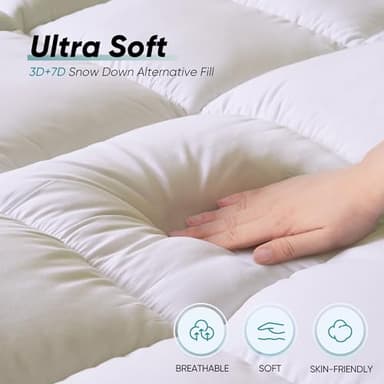 Memory Foam Mattress Topper Queen Size, Dual Layer 4 Inch Mattress Pad,2 Inch Gel Memory Foam Plus 2 Inch Pillow Top Cover with 8-21 Inch Deep Pocket - Image 5