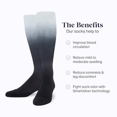 Comrad 3-Pack Nylon Knee High Socks - 15-20mmHg Graduated Compression Socks, (Black Ombre, Wide Calf Large) - Soft & Breathable Support Socks for Men, Pregnant Women, Nurses, Home, Work & Travel - Image 5