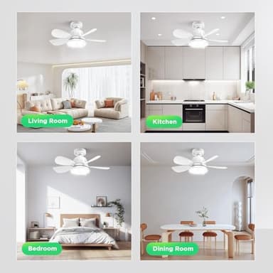 OSTIVE Socket Fan Light with Remote: 18'' Small Ceiling Fans with Lights, 2000 Lumens Dimmable Led Bulb, 3 Colors 3000K-6500K, Easy Install Screw in E26 Base for Bedroom Living Room Kitchen Garage - Image 7