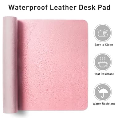 Aothia Leather Desk Pad Protector, Mouse Pad, Office Desk Mat, Non-Slip PU Leather Desk Blotter, Laptop Desk Pad, Waterproof Desk Writing Pad for Office and Home (36" x 17", Fairy Pink) - Image 6