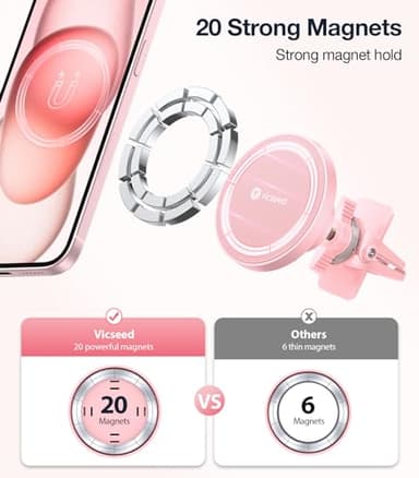 VICSEED for MagSafe Car Mount [Upgraded Strongest Magnet Power] Magnetic Phone Holder for Car Vent 360 Adjustable Magnetic Car Phone Holder Mount for iPhone 15 14 13 12 Pro Max Plus Mini, Pink - Image 2