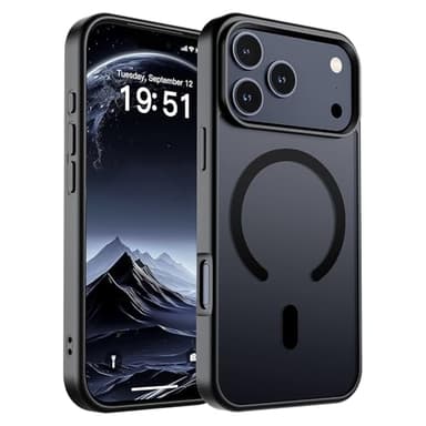 SUPFINE Magnetic for iPhone 17 Pro Case (Compatible with MagSafe)(Military Grade Drop Protection) Translucent Matte Shockproof with Anti-Fingerprint Phone Cover 2025,Black - Image 1