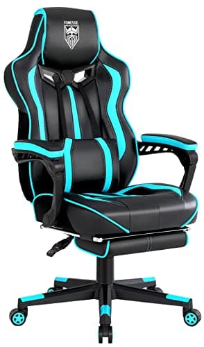 Vonesse Gaming Chairs for Adults, Gaming Chairs with Footrest and Massage, Reclining Computer Chair for Heavy People,Big and Tall Ergonomic Gamer Chair with Lumbar Pillow(Teal/Cyan) - Image 1