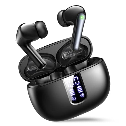 Ear Buds Wireless Earbuds - Bluetooth 5.3 Headphones (48H Playback) Built in Mic with LED Display Charging Case, IP7 Waterproof Earphone for iPhone Andriod Phones Laptop Sports Workout - Black - Image 1