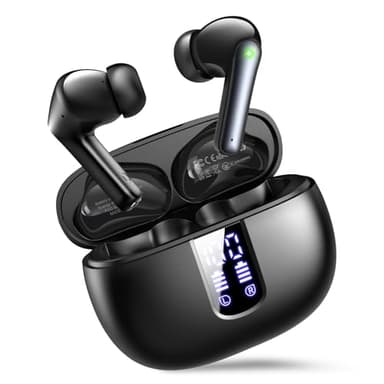 Ear Buds Wireless Earbuds - Bluetooth 5.3 Headphones (48H Playback) Built in Mic with LED Display Charging Case, IP7 Waterproof Earphone for iPhone Andriod Phones Laptop Sports Workout - Black - Image 1