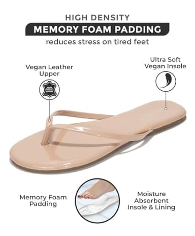 Project Cloud Flip Flops for Women - Memory Foam Flats Summer Sandals for Women 2025 - Vegan Leather Lightweight Womens Sandals Summer Beach Essentials Slides (Foundations, TAUPEPA, 10) - Image 2