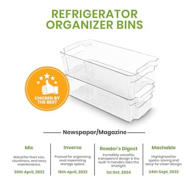 Utopia Home - Fridge Organizer Bins - Refrigerator Organizing Bins - Pantry Organizers & Storage - Stackable for Home & Kitchen Pantry Organization - Clear Plastic Containers (8 Pack) - Image 8