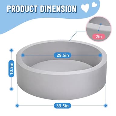 Foam Ball Pit for Toddlers with 100 Balls, Large Baby Ball Pit for Babies with Soft Memory Sponge, Indoor Outdoor Baby Playpen, Kids Play Ball Pool, Gift Toys for Infants Boys and Girls - Image 7