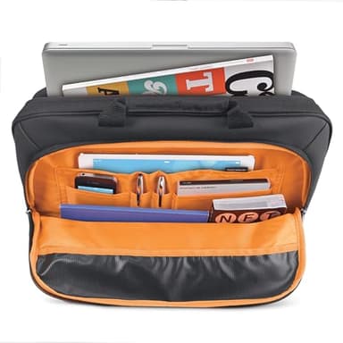 Solo New York Briefcase - Laptop Carrying Bag for Women & Men, Brief for Travel & Work, Internal Tablet Pocket, Adjustable Shoulder Strap, Fits 13.3" Computer - Ace Slim, Black & Orange - Image 8