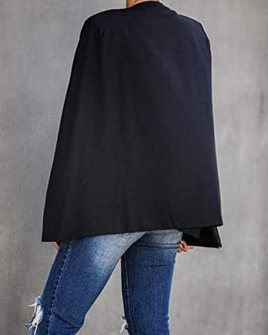 GAMISOTE Womens Cape Blazer Split Sleeve Open Front Casual Jacket Coat Workwear Black - Image 7