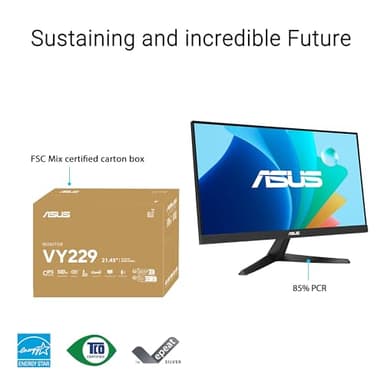 ASUS 22” (21.45" viewable) Eye Care Monitor (VY229HF) - Full HD, IPS, 100Hz, 1ms, SmoothMotion, Adaptive Sync, Eye Care Plus Technology, Blue Light Filter, Flicker Free, Tilt 3 yr Warranty - Image 6