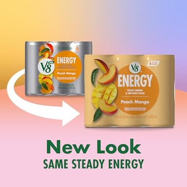 V8 Energy Peach Mango Energy Drink, 8 fl oz Can (24 Pack) - Image 3