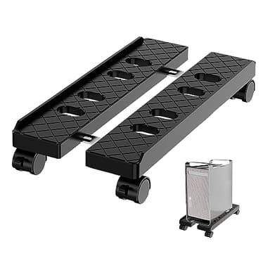 Adjustable Mobile CPU Stand, Ventilated Computer Tower Stand with 4 Caster Wheels Fits Most PC Tower, Under Desk CPU Holder PC Floor Cart Computer Riser for Gamers and Students (Large Black) - Image 1