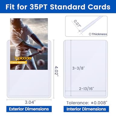 32 Count Topload Card Holder, Sooez 35PT Topload Card Protector, 3" x 4" Hard Plastic Card Sleeves, Baseball Card Protector, Rigid Toploading Card Case for Collectible Trading Sports Cards - Image 2