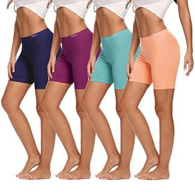 Molasus Womens Boxer briefs Cotton Boy Shorts Underwear Anti Chafing Bike Short Long Leg Under Shorts Multicolor 4 Pack X-Large - Image 1