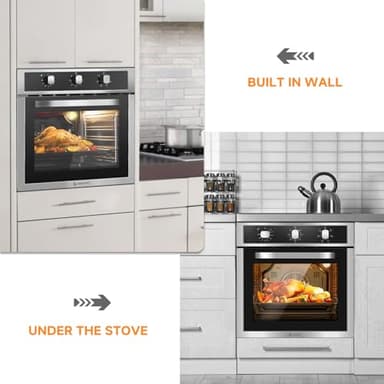 Wall Ovens 24 inch Electric, AMZCHEF 24 inch Wall Oven, 2200w Single Wall Oven with 6 Cooking Modes, 2.5 Cu.Ft. Electric Wall Oven, Convection Oven with Mechanical Knobs Control, Stainless Steel - Image 5