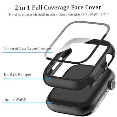 [6 Pack] Case for Apple Watch 44mm SE 3/SE 2nd Gen Series 6 5 4 SE Screen Protector, HAANILKYI Ultra-Thin Tempered Glass, Full Coverage Scratch-Resistant Hard Face Cover for iWatch 44 mm - Image 4