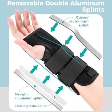lefeke Carpal Tunnel Wrist Brace Night Support for Left Hand, Adjustable Hand Brace with Replaceable Splints and Sling, Carpal Tunnel Pain Relief Remedies for Tendonitis, Arthritis, Injuries, Women - Image 2