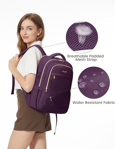 LOVEVOOK Laptop Backpack for Women, 17 Inch Slim Computer Bag with Separate Computer Compartment for Work Travel Business - Image 6