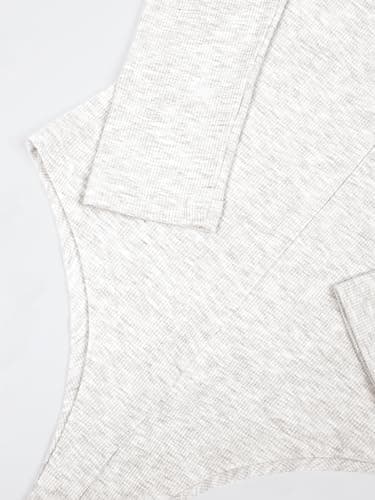 iGENJUN Women Ribbed Long Sleeve Bodysuit Invisible Zip Up Crew Neck Body Suit, Heather Grey, M - Image 6