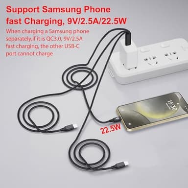 USB-C Charging Cable, 4 ft 3-in-1 USB C to USB-C+2 x IP Cable, Multi Charging for Phone 16/15 Pro/Pro Max, iPad Pro/Air/Mini, Galaxy S24/S23/S22/S21, Google, Amazon, Andriod,Carplay - Image 7