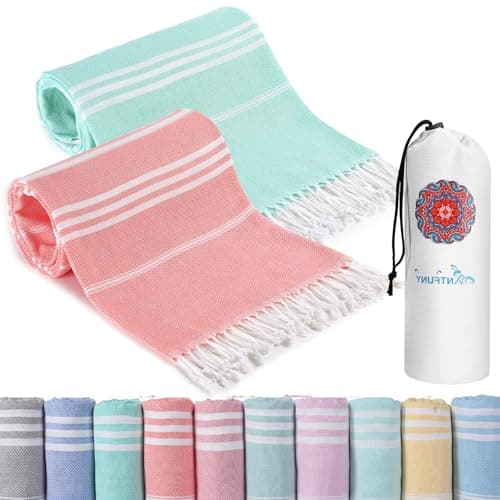 Antfuny 2 Packs Turkish Beach Towels Vacation Essentials Quick Dry Sand Free Oversized Bath Pool Swim Towel Extra Large XL Big Blanket Adult Travel Cruise Accessories Must Haves Clearance Stuff - Image 1