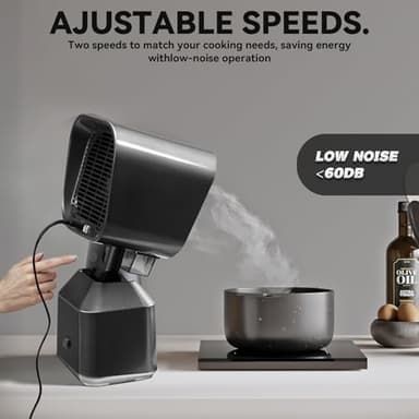 Portable Range Hood Portable Exhaust Fan for Kitchen with Adjustable Angle Height and 3 Detachabl Washable Filters 2 Speed and Low Noise Non Consumable Kitchen Exhaust Fan for Indoor BBQ Hot Pot RV - Image 4