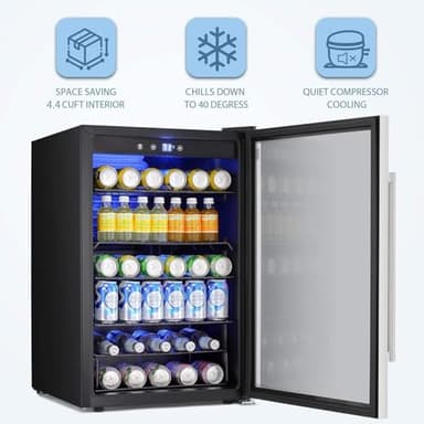 Antarctic Star Beverage Refrigerator Cooler - 145 Can Mini Fridge Glass Door for Soda Beer or Wine, Clear Front Door for Home Office or Bar, 4.4Cu.Ft - Image 7