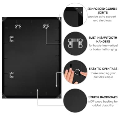 Americanflat 20x28 Picture Frame with Polished Plexiglass - Black Picture Frame - Wide Photo Frames Made of Engineered Wood for Vertical or Horizontal Wall Display - Epic Collection - Black - Image 4