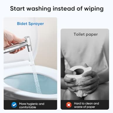 Arofa Handheld Toilet Bidet Sprayer for Toilet-Adjustable Water Pressure Control with Bidet Hose for Feminine Wash, Stainless Steel Brushed Nickel Bidet Faucet Cloth Diaper for Baby Wash - Image 2