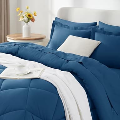 CozyLux Queen Comforter Set Teal - Bed in a Bag Queen Size 7 Pieces, Luxury Soft Bed Set for All Seasons, Bedding Set with Down Alternative Comforter, Sheets, Pillowcases & Shams - Image 3