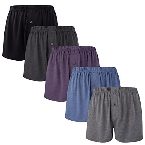 BAMBOO COOL Mens Boxers Short Classic Fit Soft Casual Underwear Loose Comfortable Breathable Boxer Shorts for Men (5 Pack), Large - Image 1