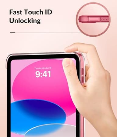 MoKo Case for New iPad (A16) 11th Generation 2025/ 10th Generation 2022, iPad 11 inch/ 10.9 inch Case with Soft TPU Translucent Frosted Back Cover, Auto Wake/Sleep, Support Touch ID, Watermelon - Image 3