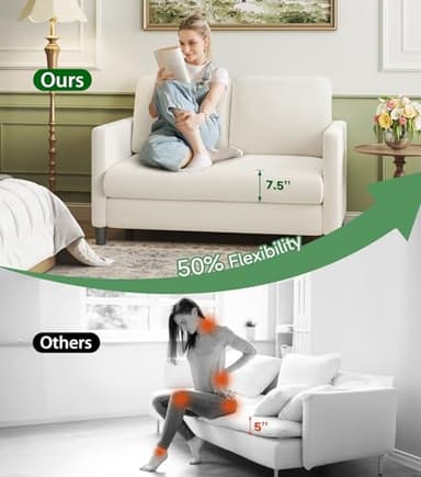 Welzona Loveseat Sofa, 51" Love Seat, Comfy Teddy Small Loveseat for Small Spaces, Tool-Free Setup Sofa Couch for Bedroom, All-Wood Couches for Living Room, No Pillow Included, Beige - Image 3