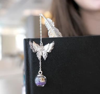 Toirxarn Silver Feather Bookmark with Butterfly Pendant & Gift Box – Elegant Gift for Women, Moms & Teachers – Ideal for Mother’s Day, Teacher Appreciation, Graduation, Birthday, and Book Lovers - Image 3