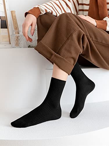 ACCFOD 9-11 Black Crew Socks for Women Soft Thin Athletic Cotton Socks for Women Girls - Image 4