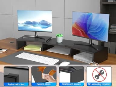 OUTIOE Dual Monitor Stand for Desk, Metal Computer Stand, Desk Shelf Riser,Desktop Organizer for Home and Office Use (Black) - Image 5