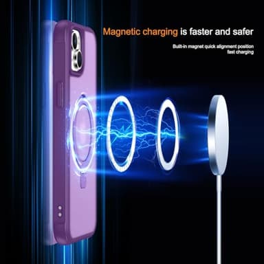 PIXIU Strong Magnetic for iPhone 15 case Compatible with Mag-Safe, Built-in Invisible Stand,Military Shockproof Slim Protective Matte Phone Cover for iPhone 15 6.1"-Purple - Image 3