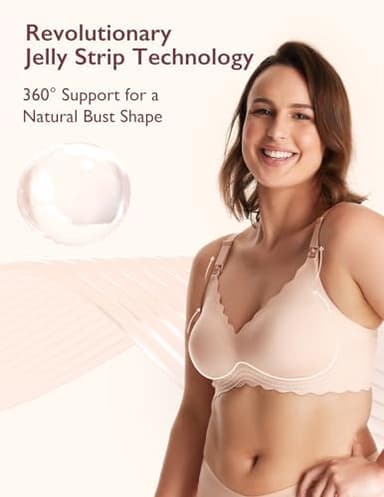 Momcozy Nursing Bras for Breastfeeding, Seamless Pregnancy Maternity Bra Wireless Classic Jelly Strip Support Nursing Bra - Image 4