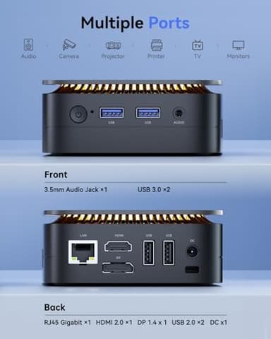 KAMRUI Essenx E1 Mini PC, 16GB DDR4 RAM 512GB M.2 SSD, Mini Computer Twin Lake N150 (Beat N100/N95,up to 3.6GHz), Desktop Computer Dual 4K, Ethernet, WiFi, Bluetooth for Business, Office, Home - Image 5