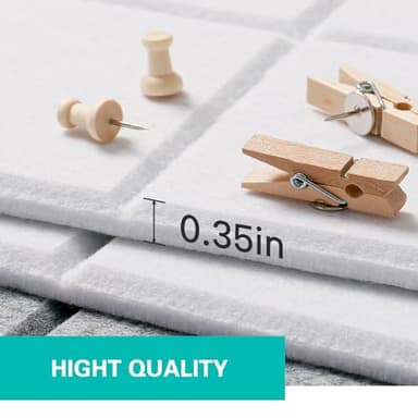Cork Board for Walls 48" x 36", Bulletin Board for Office Decor, 12 Pack Felt Wall Tiles with Safe Removable Adhesive, Pin Tack Corkboard for Quilting Design & Dart Wall Protector - White - Image 4