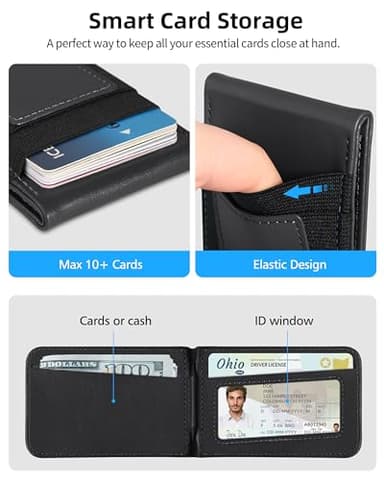 For Magsafe Wallet Stand, Strongest Magnetic Wallet for iPhone 17/16/15/14/13 Series, for iPhone Walle t with Adjustable Stand, ID Window, 4 Card Slot, Hold 10 Card, VeganLeather, RFID Blocking, Black - Image 4