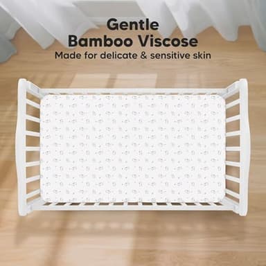 KeaBabies 2-Pack Baby Crib Sheets for Boys, Girls - 52x28 Viscose Derived from Bamboo Toddler Bed Sheets Neutral, Fitted Crib Mattress Cover for Standard Baby Bedding, Soft & Cozy (Bunnies - Image 3