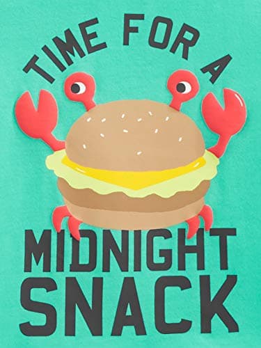 Simple Joys by Carter's Boys' 4-Piece Pajama Set (Short Sleeve Poly Top & Fleece Bottom), Grey/Green/Dinosaur/Fun Food, 5T - Image 2