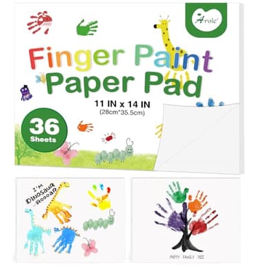 AROIC 36 Sheets Finger Paint Paper 11 x 14 inches, Paint Pad for Kid, Fingerpaint Paper For Toddlers And Kids, Toddlers Art Supplies, Art Painting Pad Set for Finger Painting, Drawing - Image 1