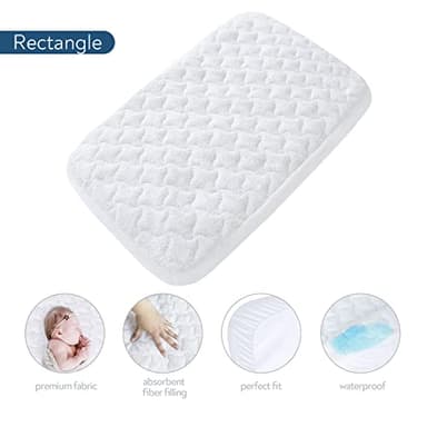 Bassinet Mattress Pad Cover 33" x 20"-Fit for Koola Baby, Mika Micky, ANGELBLISS, YADAQE, Dream On Me,Papablic, AMKE, Baby Delight Bedside, Waterproof Bassinet Mattress Protector, Cotton Terry Surface - Image 2