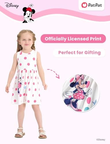 Disney Minnie Mouse Toddler Girl Dress Polka-Dot Pattern Casual Sundress Sleeveless Summer Outfit School Holiday Clothes Pink 2T - Image 3