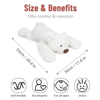 Niuniu Daddy 20" | 3.3 Pound Polar Bear Weighted Stuffed Animals, Large White Bear Plush Toy Pillow with Fluffy Fur for Kids Adults Teens Cute Stuffy Animal for Valentine Christmas Birthday Gift - Image 6