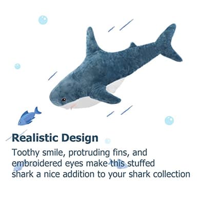 MorisMos Giant Shark Stuffed Animal 40 Inch Shark Plush Toys, Soft Plush Shark Hugging Pillow for Kids - Image 3